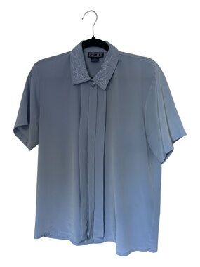 VTG Bay Club Light Blue Short Sleeve Embroidered Collar Blouse